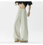 WIAOFELLAS  -  New Summer Men's Casual Pants Drawstring Contrast Color Patchwork Wide Leg Elastic Waist Straight Loose Male Bottom