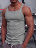 Wiaofellas  -  Fashion Stretchy Slim Ribbed Vest Tops Men Sports Casual Sleeveless Camisoles Summer Mens Daily Leisure Breathable Tank Top