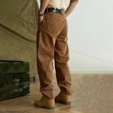 WIAOFELLAS Mens Autumn American Vintage Amekaki Jeans Loose Straight Solid Old Style Pants  New Hardcore Style Thick Wide Leg Pants
