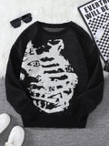 WIAOFELLAS  -  New Popular Autumn and Winter Dinosaur Skeleton Jacquard Pattern Pullover Sweater Casual Round Neck Knitted Men's Pullover