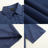 WIAOFELLAS  -  New Men's Casual Business Solid Color Short Sleeve Shirts Classic Pocket Button Up Cargo Shirt Y2K Streetwear Basic Blouse