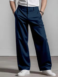 WIAOFELLAS  -  Fashionable Pleated Mens Loose Straight Pants Spring Summer Daily Casual Solid Color Suit Trousers For Men Leisure Trousers