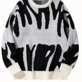 WIAOFELLAS  -  New European and American Style Velvet Thickened Printed Sweater Men in Autumn and Winter