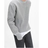 Wiaofellas  - Round Men's Collar Long Sleeve Pullover Sweater New Autumn Winter Casual Loose Korean Chic Kinttwear Sweaters 2D1522