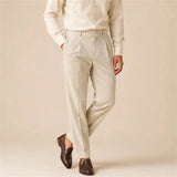 Wiaofellas  -  Velvet Double Pleat Bottoms Mens Daily Casual Solid Color Straight  Pants Men Autumn Bussiness Breathable Suit Trousers
