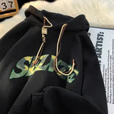 WIAOFELLAS  -  New in Camouflage Letter Printed Hooded Sweatshirts For Men Autumn Punk Hip Hop Fashion Hoodies Y2K Streetwear Fleece Hoody