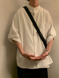 Wiaofellas  -  New Chinese Style Cotton Linen Short Sleeve Shirt Men Casual Summer Vintage Loose Fit Breathable Comfortable Skin-Friendly
