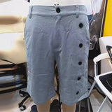 WIAOFELLAS  -  Fashion Spring Summer Men's Cotton Linen Casual Shorts Side Buttoned Ventilate Streetwear Solid Loose Beach Shorts For Male