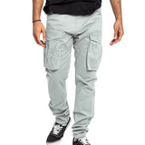 WIAOFELLAS  -  Spring Autumn Casual Pants Men Solid Color Cargo Pants Drawstring Multi Pocket Jogging Sports Mens Outdoor Straight Trousers