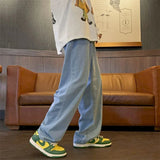 WIAOFELLAS  -  Loose Straight Men Jeans New Multi-pockets Jean Pants Casual Baggy Hip Hop Men's Women's Jeans Neutral Denim Trousers