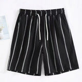 WIAOFELLAS  -  Summer Fashion New Men's Striped Shorts Loose Straight Leg Trendy Sports Retro Casual Five Quarter Pants For Male Shorts