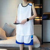 Wiaofellas  -  Men's Quick Dry Basketball Jersey Set Sleeveless Top and Shorts