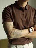 WIAOFELLAS  -  Fashionable Mens Slim Fit Polo Shirts Short Sleeve Button Turn-down Collar Polo Shirt Spring Summer Casual Men Solid Color Polos
