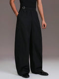 Wiaofellas  -  New Spring Summer Men's Solid Woven Naples High Waist Trousers Straight Leg Business Casual Suit Pants for Daily Wear