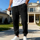 Wiaofellas  -  Men's Waffle Knit Cargo Sweatpants Drawstring Elastic Waist Multi-Color Casual Jogger Pants
