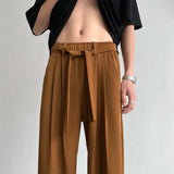 WIAOFELLAS  -  Summer Casual pants Men Fashion Oversized Wide Leg Pants Men Korean Loose Straight Ice Silk Pants Mens Suit Pants Trousers M-3XL
