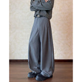 WIAOFELLAS  -  American High Street Casual Pants Men Women Autumn Winter Loose Drapey Slimming Floor-Length Knife- Wide Leg Trousers