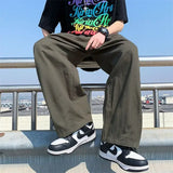WIAOFELLAS  -  Japanese Cityboy Pants High Street Ins Drape Khaki Work Pants Men's Loose Straight Floor Skateboard Pants