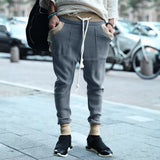 WIAOFELLAS  -  Spring Autumn Casual Sports Trousers Mens Street Loose Leg Drawstring Personalized Contrast Color Knitted Casual Work Pants