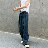 WIAOFELLAS  -  Mens Long Pants Washed Contrasting Casual Jeans Seasonal Streetwear Daily  No Ironing Straight Leg Pants Men's Clothing Unisex