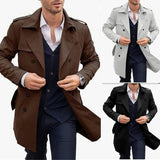 WIAOFELLAS  -  2025 Spring And Autumn Mens Coat Mid-Length Double-Breasted European And American Street Casual Windbreaker Cardigan Jacket Men