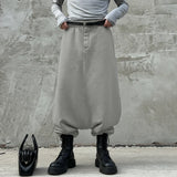 Wiaofellas  -  Men Pants Solid Color Elastic Waist Joggers Loose Trousers Men Streetwear Fashion Casual Male Drop-crotch Pants S-5XL