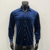 WIAOFELLAS  -  Men's Luxury Velvet Button-Down Shirt Loose Casual Tops Soild Dress Shirt For Party Daily Wear Spring Autumn Men's Velvet Shirts
