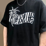 WIAOFELLAS  -  Spring And Summer New Style Trendy T-Shirt For Men Retro Coconut Tree Pattern Y2k Casual Fashionable Simple Cotton Top