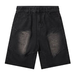 Wiaofellas  -   Washed Hip Hop Denim Shorts Solid Color Vintage Streetwear Jeans Shorts For Male