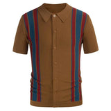 WIAOFELLAS  -  Men's Clothing Summer New Shirt for Men Fashion Splicing Short-sleeved Cardigan Color Collision Business Polo Shirt Blouset