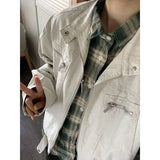 WIAOFELLAS  -  Men Clothing Jacket New Americian Retro Style High-end Designed Niche Canvas Washing Multi-Pocket Stand Collar Locomotive Jacket