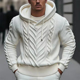 Wiaofellas  -  Fall Winter Stylish Mens Sweater Hoodie Vintage Jacquard Crochet White Knitting Hoodies Men Streetwear Fashion Knit Jumper Tops