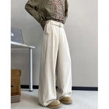 WIAOFELLAS  -  Black Belt Suit Pants Men Fashion Society Mens Dress Pants Korean Loose Wide Leg Pants Mens Office Formal Trousers Plus Size