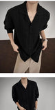 WIAOFELLAS  -  Autumn New Design Pleated Men's Texture Casual Fashion High-end Loose Versatile Long-sleeved Shirt