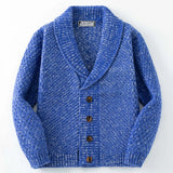 WIAOFELLAS  -  Autumn Winter New Fashion Men's Casual Trendy Loose Long Sleeve Turn-down Collar Single-breasted Knitted Sweater Coat Male