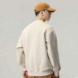 WIAOFELLAS  -  Spring and Autumn Men's 2024 New Splicing Pullovers O-Neck Letter Fashion Solid Color Loose Casual Long Sleeve Sweatshirts