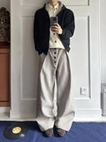 WIAOFELLAS  -  Men's Retro American Plaid A-Line Wide Leg Pants Buttoned Design Casual Trousers Autumn Season CleanFit Long Pants