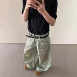WIAOFELLAS  -  Summer New Men's Solid Color Korean Jeans Y2k Harajuku Retro Casual Fashion Trend Street Hip-hop Simple Loose Men's Bottoms
