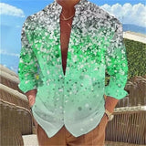 Wiaofellas  -  Casual Loose Fit Floral Butterfly Print Stand Collar Long Sleeve Shirt For Men Daily Wear