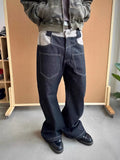 WIAOFELLAS  -  Fashion Baggy Denim Pants For Mens 2025 Spring Summer Trendy Pockets Patchwork Jean Trousers Vintage Men Loose Straight Jeans