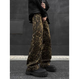 WIAOFELLAS  -  American Retro Leopard Print Jeans Mens Spring Autumn High Street Micro Flared Pants Hip Hop Trendy Denim Trousers Unisex