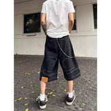 WIAOFELLAS  -  Hip Hop Retro Waist Inverted Design Men Denim Shorts Instagram Gothic Street Apparel Loose Straight Leg Pants Sports Pants