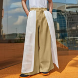 WIAOFELLAS  -  Men Pants Mesh Patchwork Button Loose Casual Wide Leg Trousers Men Streetwear 2025 Fashion Leisure Male Long Pants S-5XL