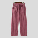 Wiaofellas  -  Men Pants Solid Color Joggers Loose Corduroy Drawstring Trousers Men Streetwear Fashion Casual Wide Leg Pants Men