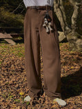 WIAOFELLAS  -  Solid Color Male Casual Pants Korean Style Droop Straight Thickened Trousers Wide Leg Loose New Male Bottom Winter
