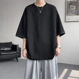 WIAOFELLAS  -  Summer Hip Hop Hole T-Shirts Men Loose O-Neck Short Sleeve Streetwear Tshirt Male Youthful Vitality Casual Patchwork Tees Tops