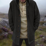 WIAOFELLAS  -  Mens Autumn Casual Cotton And Linen Hoodies New Essential Retro Solid Color Simple Loose Mid-Length Hooded Jacket For Men