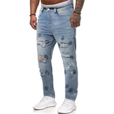 WIAOFELLAS  -  Men Distressed Ripped Jeans Motorcycle Pants Men Biker Jeans Fashion Motorcycle Hole Denim Pants Man Street Hip Hop Trousers