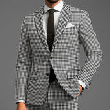 Wiaofellas  -  Plaid Men Suits for Prom Single Breasted Wedding Tuxedo Groom Notch Laple Slim Fit Custom Made 2 Piece Jacket with Pants