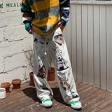 WIAOFELLAS  -  Men Trendy Funny Cute Cartoon Dog Print Casual Streetwear Sports Pants Y2K Harajuku Vintage Loose Pockets Sweatpants Pantalones